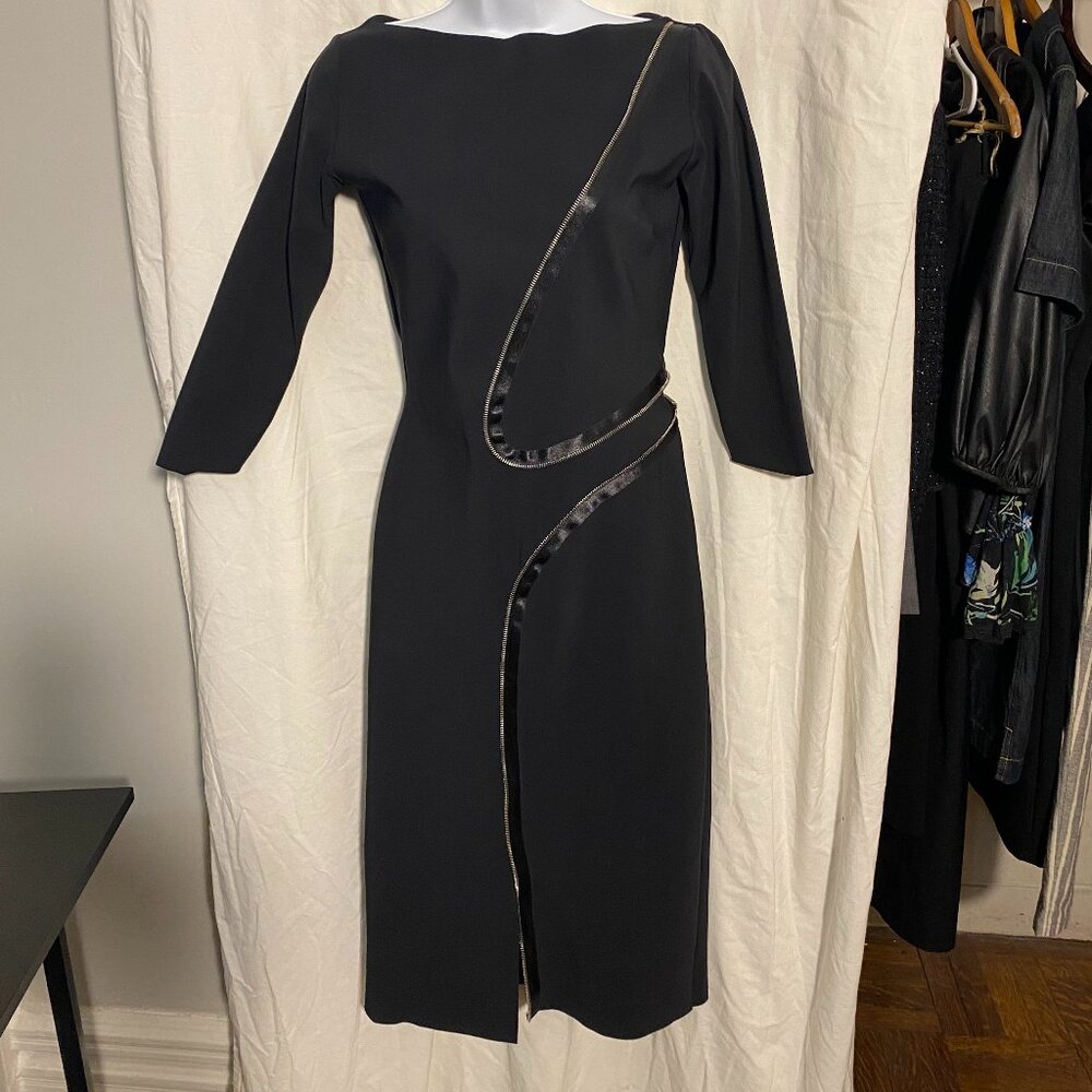 Chiara Boni Black Sheath Zipper Dress - Size 6, Brand New & ON SALE!